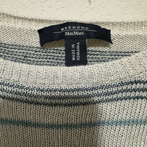 Weekend By Max Mara Striped Sweater Linen Blend Lightweight Beachy Sz M - Picture 2 of 5